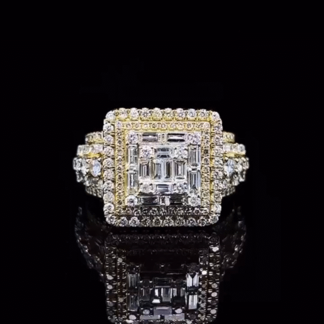 925 Silver Iced Out Rings, Hip Hop Ring, VVS Moissanite Diamonds