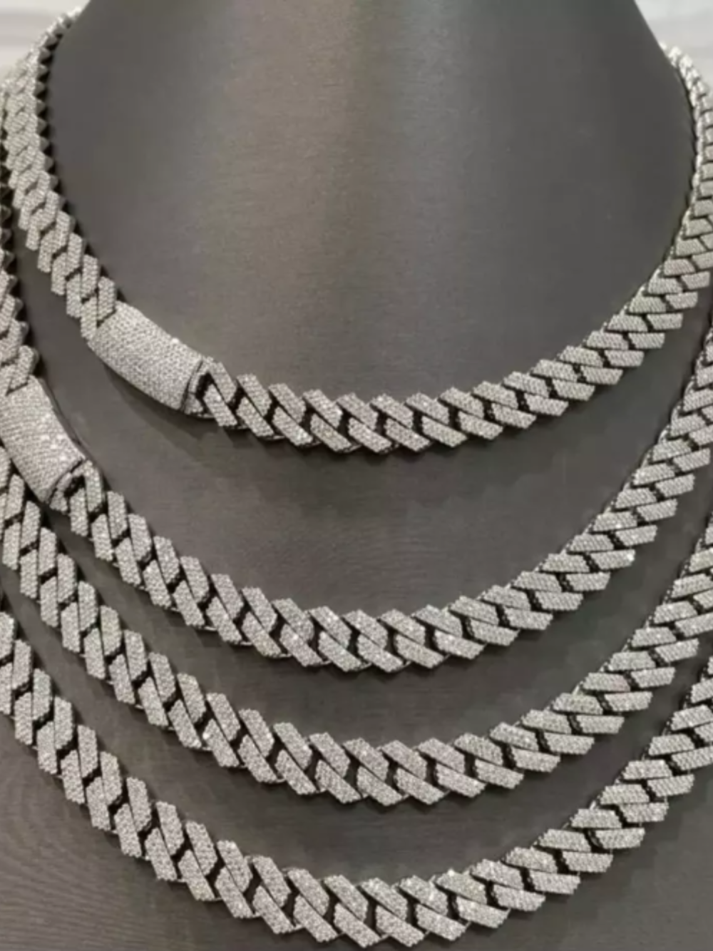 14mm Silver Diamond Men’s Moissanite Iced Out Cuban Link Chain