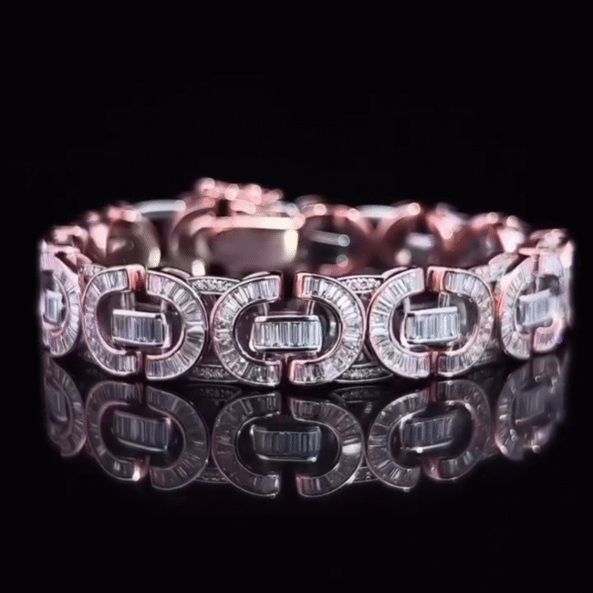925 Silver 20mm Iced Out Bracelets, Stunning Iced Out Cartier Bracelet, Iced Out Cuban Link Bracelet, VVS Moissanite Bracelets - Image 3