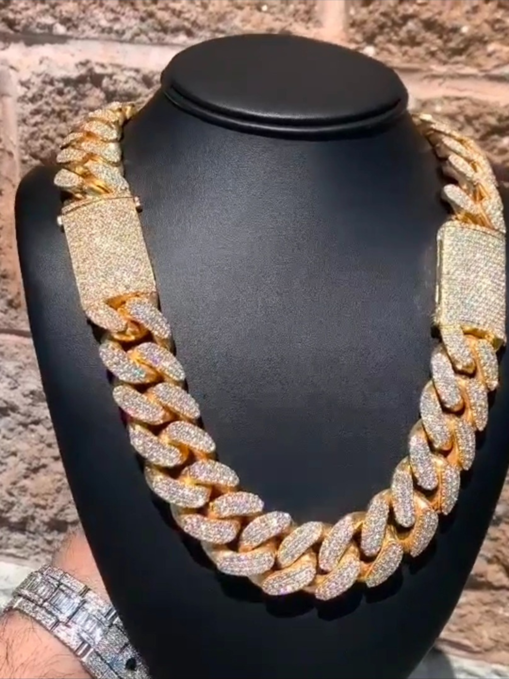 925 Men’s Silver Diamond Tone Iced Out Cuban Link Moissanite Chains