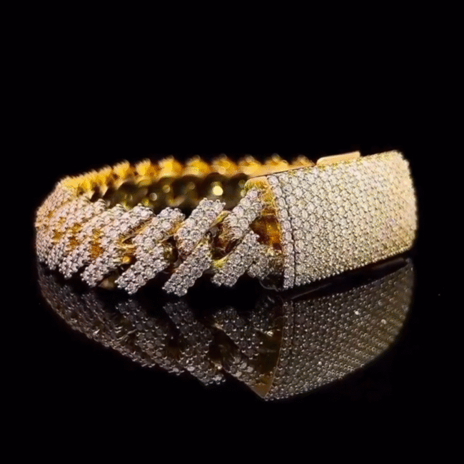 16mm Iced Out Bracelets 10K GOLD, Iced Out Cartier Bracelet, Stunning Iced Out Cuban Link Bracelet
