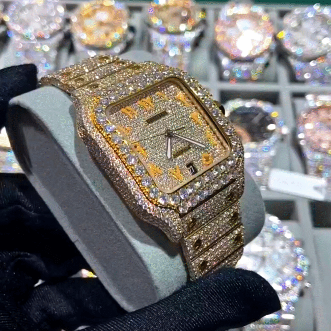 cartier santos moissanite diamond watch - Image 3