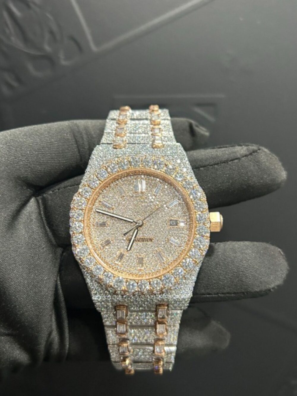 Men’s VVS Moissanite Watches with Gold Plating