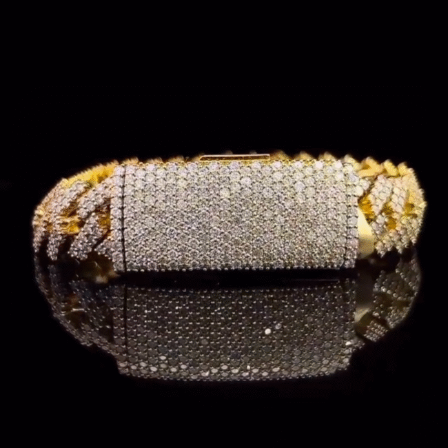 16mm Iced Out Bracelets 10K GOLD, Iced Out Cartier Bracelet, Stunning Iced Out Cuban Link Bracelet - Image 4