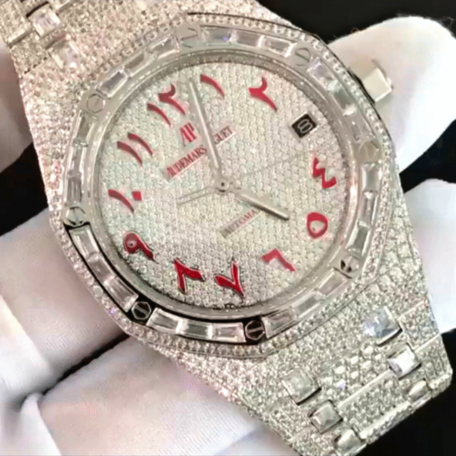 41mm Iced Out Watches, Adorned with VVS Moissanite Diamond, Luxurious Stainless Steel Diamond Watch