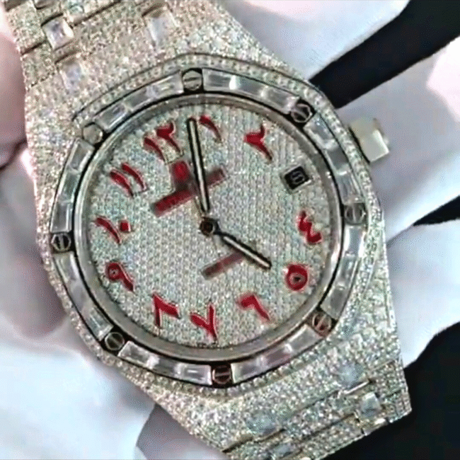41mm Iced Out Watches, Adorned with VVS Moissanite Diamond, Luxurious Stainless Steel Diamond Watch - Image 2