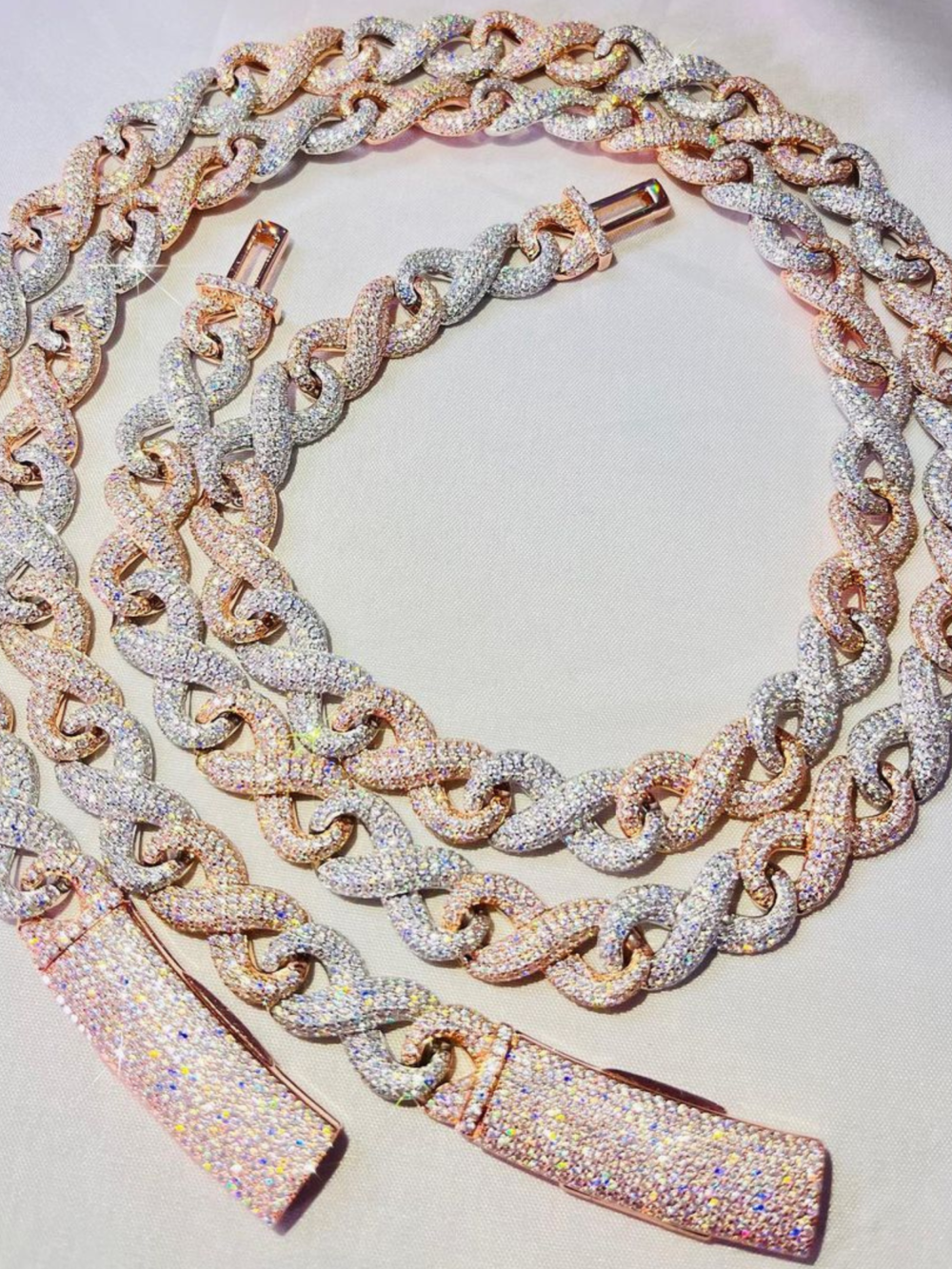 18mm Men’s Silver Diamond Iced Out Cuban Link Moissanite Chains