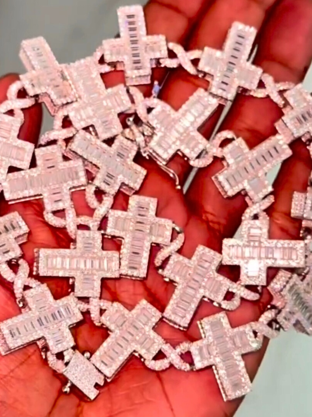 16mm Cuban 1 Inch Cross Chain for Men, Baguette Cuban Link Chain