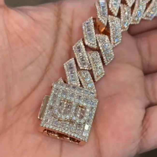 925 Silver 20mm Iced Out Bracelets, Iced Out Cartier Bracelet, Iced Out Cuban Link Bracelet, Featured with VVS Moissanite
