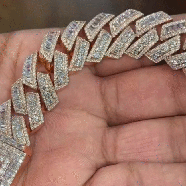 925 Silver 20mm Iced Out Bracelets, Iced Out Cartier Bracelet, Iced Out Cuban Link Bracelet, Featured with VVS Moissanite - Image 4