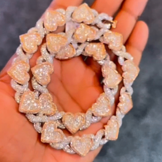 18mm cuban link 22mm heart gold plated cuban link chain