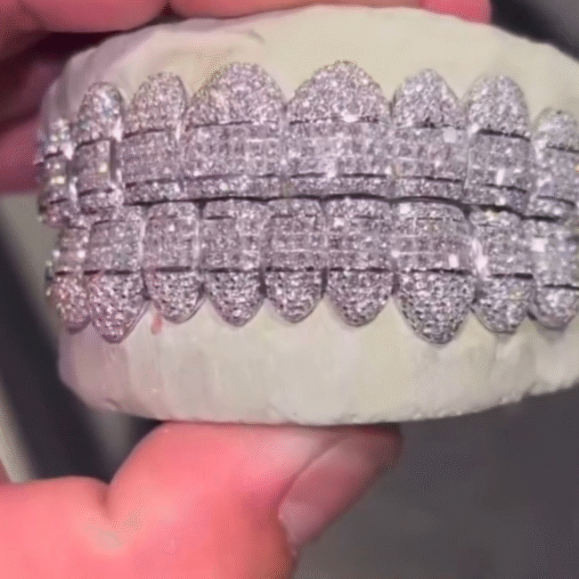 925 Silver VVS Moissanite Iced Out Teeth Grillz - Image 2