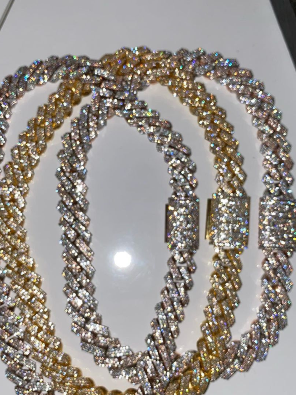 Miami Diamond Cut Silver Men’s Moissanite Chains Iced Out Cuban Link Chain