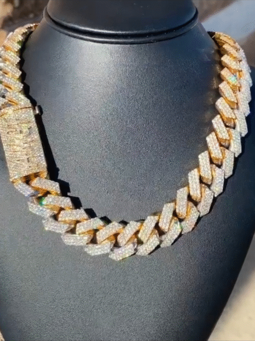 22mm cuban link chain moissanite