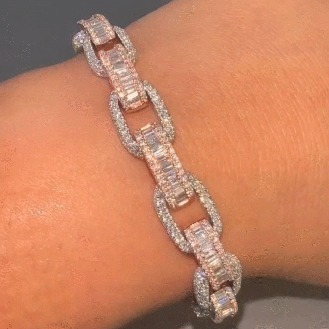 16mm Iced Out Bracelet, Iced Out Cuban Link Bracelet, Iced Out Cartier Bracelet, VVS Moissanite Diamonds - Image 3