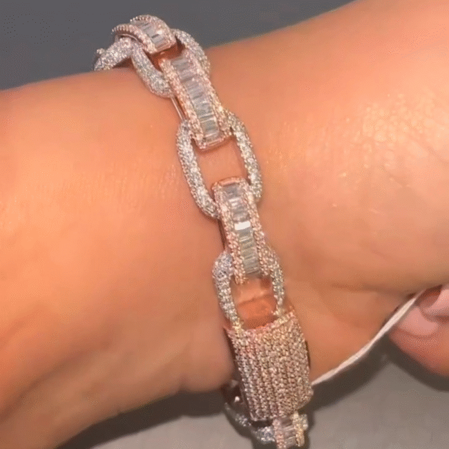 16mm Iced Out Bracelet, Iced Out Cuban Link Bracelet, Iced Out Cartier Bracelet, VVS Moissanite Diamonds - Image 4