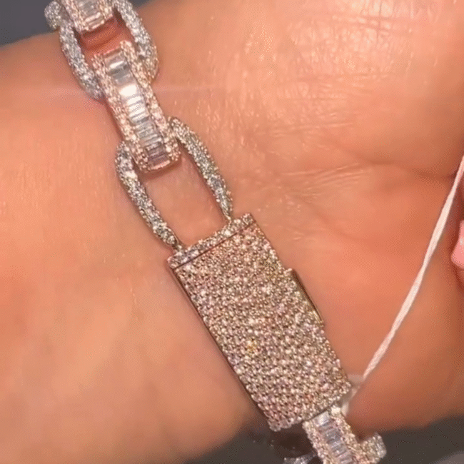 16mm Iced Out Bracelet, Iced Out Cuban Link Bracelet, Iced Out Cartier Bracelet, VVS Moissanite Diamonds - Image 5