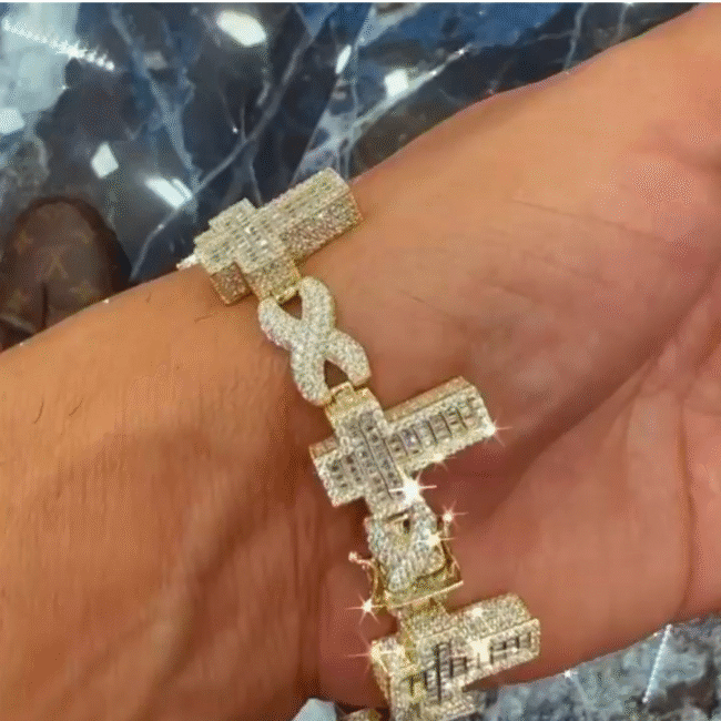20mm Iced Out Bracelets, Iced Out Cartier Bracelet, Iced Out Cuban Link Bracelet, VVS Moissanite Bracelets - Image 2