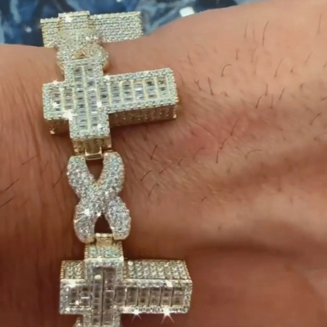 20mm Iced Out Bracelets, Iced Out Cartier Bracelet, Iced Out Cuban Link Bracelet, VVS Moissanite Bracelets - Image 3