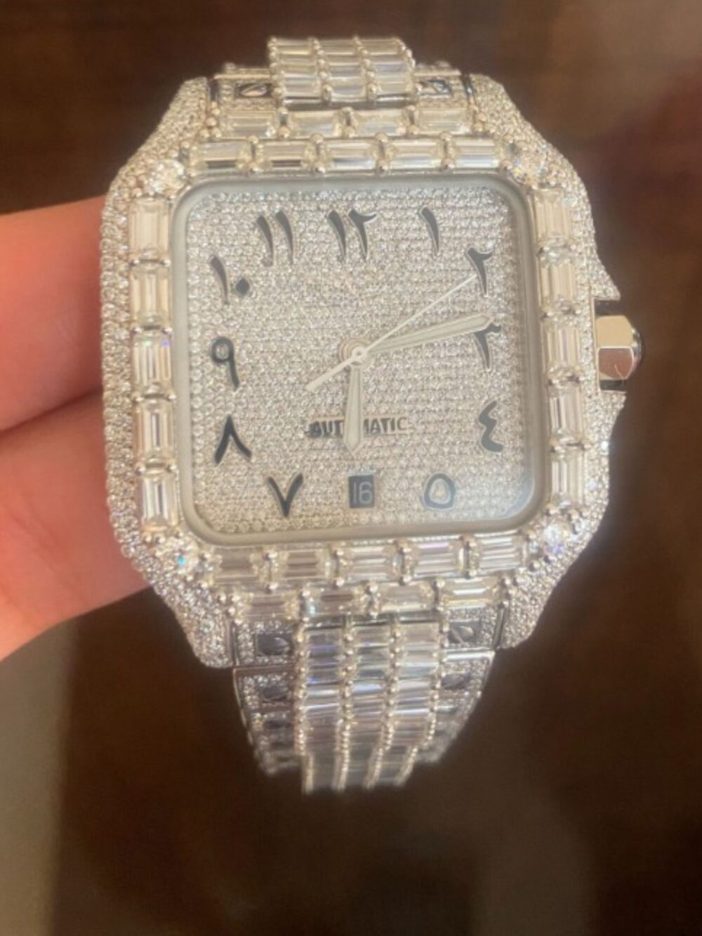 Men’s Bust Down Moissanite Watches Iced Out Fully