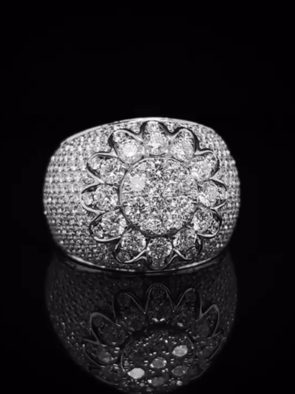 925 Silver Iced Out Ring, Hip Hop Ring for Mens, VVS Moissanite Diamonds