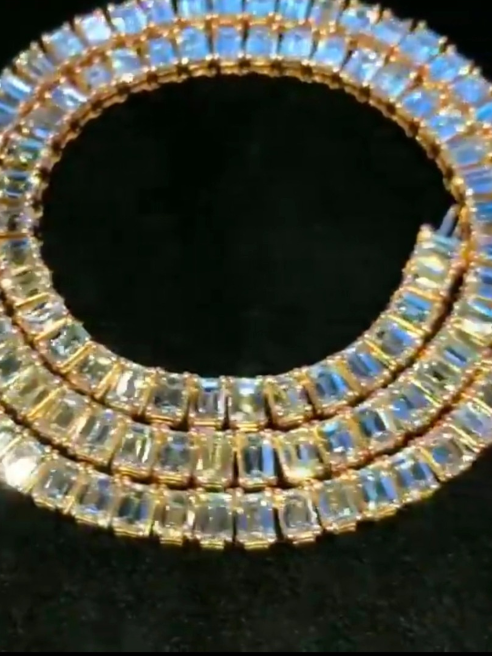 20mm Real Silver Cuban Link Chain 8*6 mm Emerald Each Moissanite