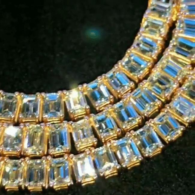 20mm real silver cuban link chain 8*6 mm emerald each moissanite - Image 3
