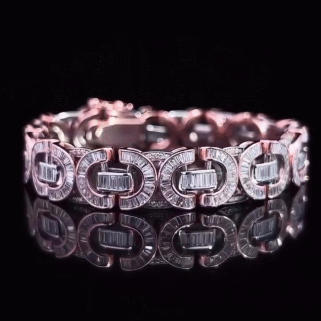 925 Silver 20mm Iced Out Bracelets, Stunning Iced Out Cartier Bracelet, Iced Out Cuban Link Bracelet, VVS Moissanite Bracelets - Image 2
