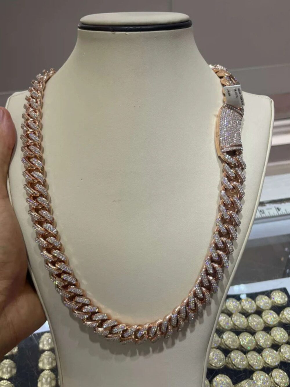 16mm Silver Diamond Men’s Moissanite Chains Set Iced Out Cuban Link Chain