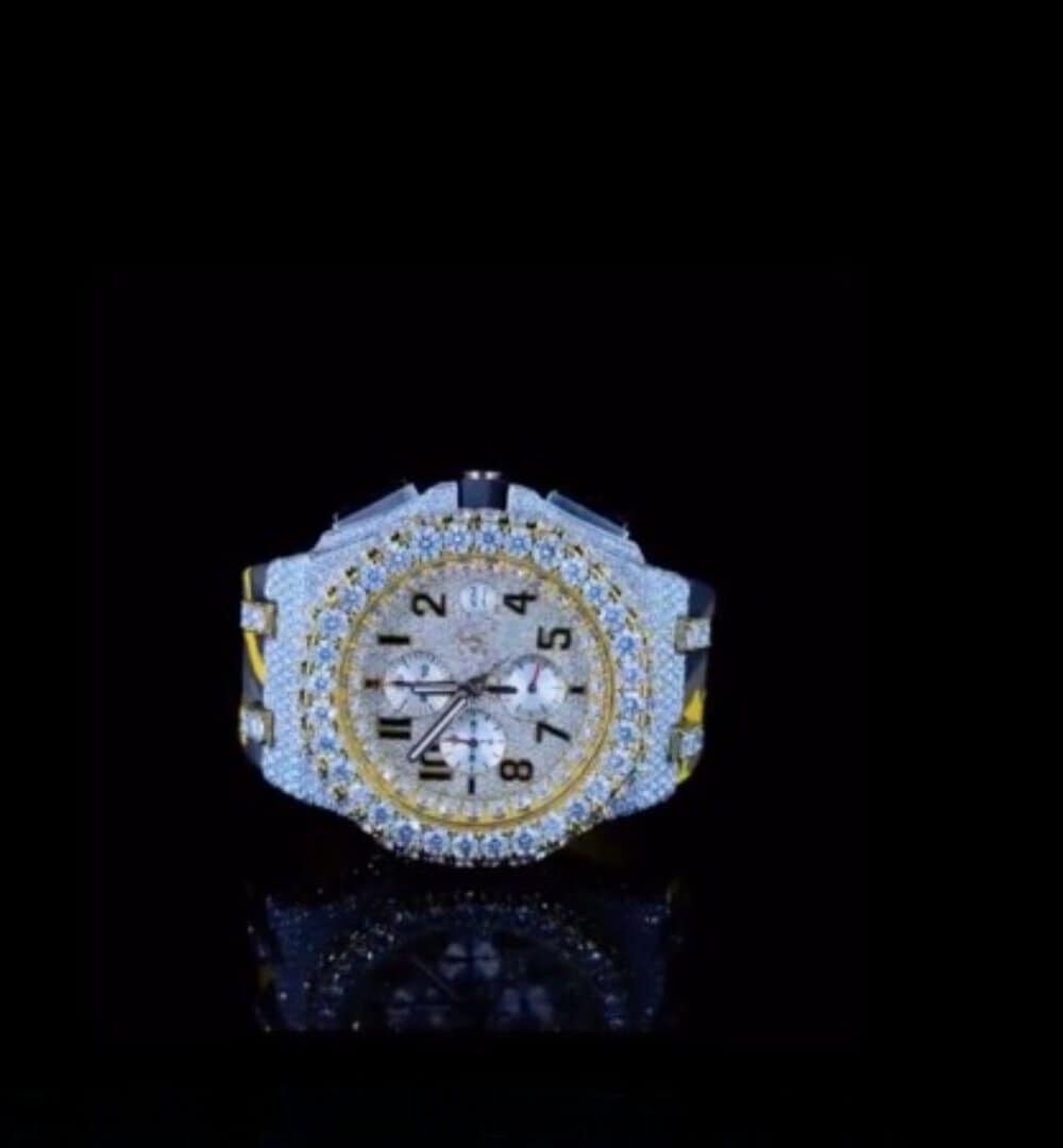 Fully Iced Moissanite Silicone Strap Watch