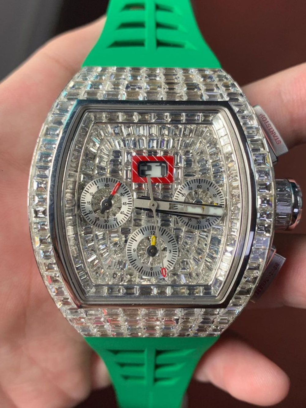 Men’s Moissanite Iced Out Watch with Flexible Silicone Band