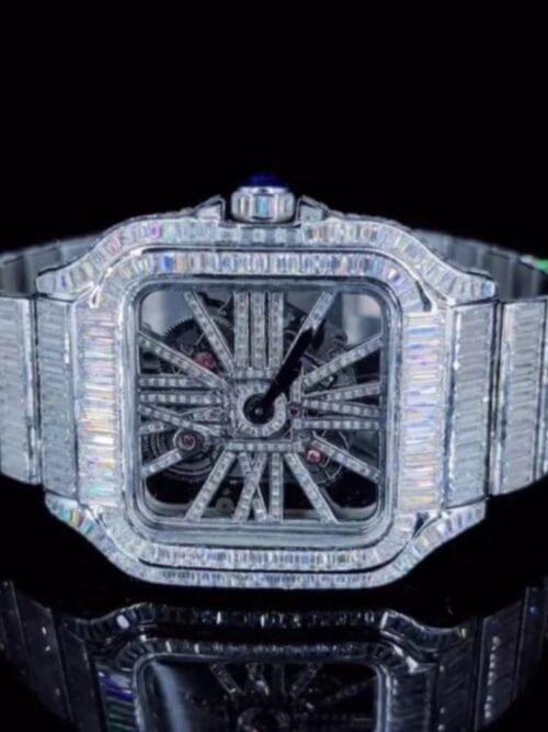Diamond Moissanite watch - full iced out skeleton