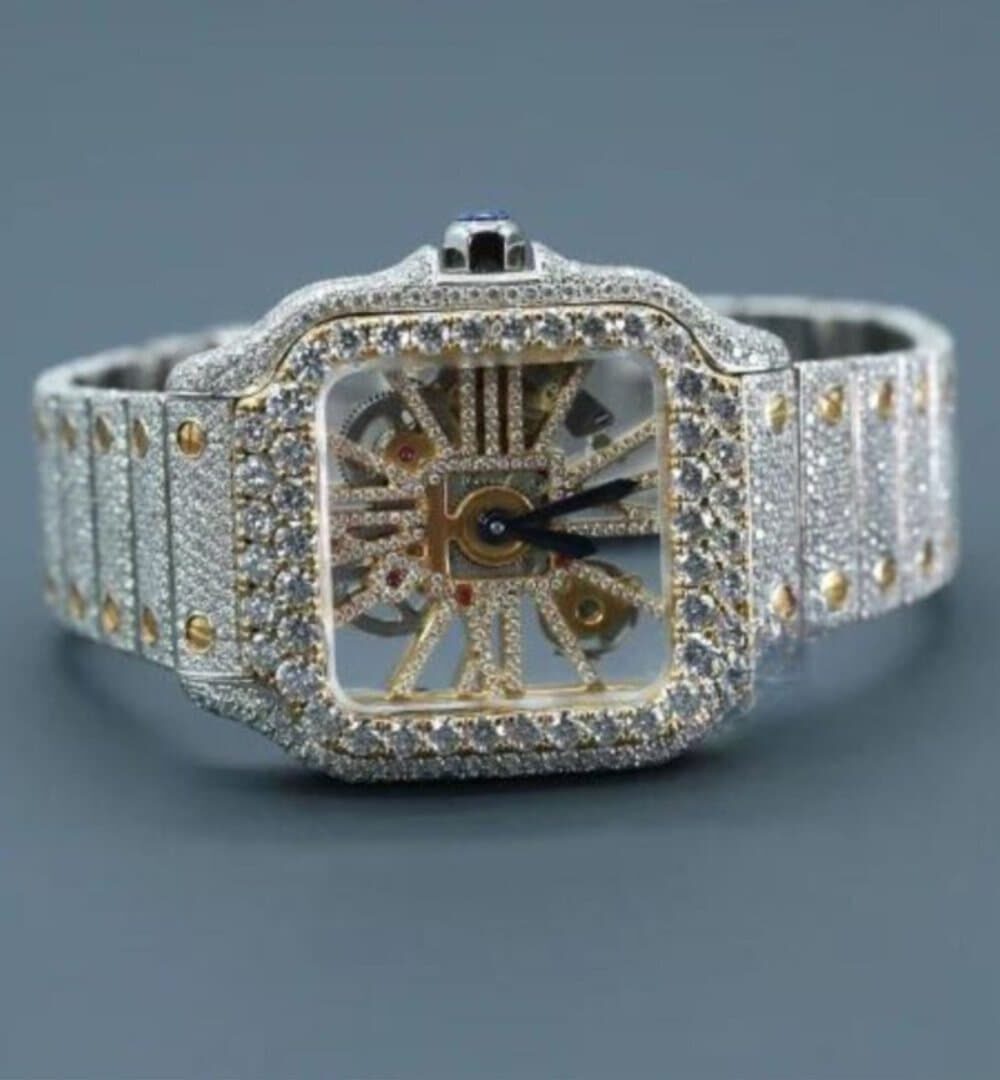 Bold Design Bust Down Moissanite Iced Watch