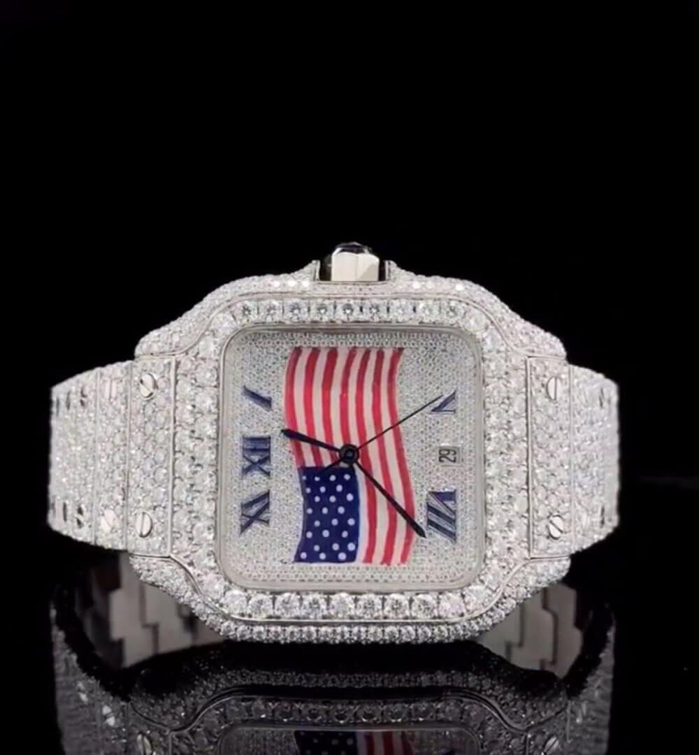 Classic Moissanite Diamond Iced Out Bust Down Automatic Watch