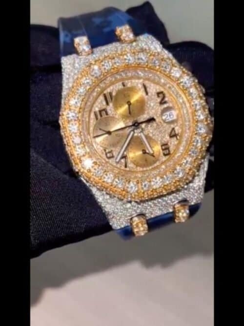 MOISSANITE ICED OUT SILICONE BAND WATCH