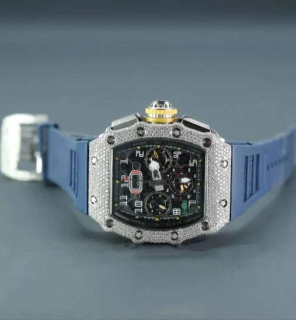 Moissanite Diamond Iced Out Silicone Band Watch