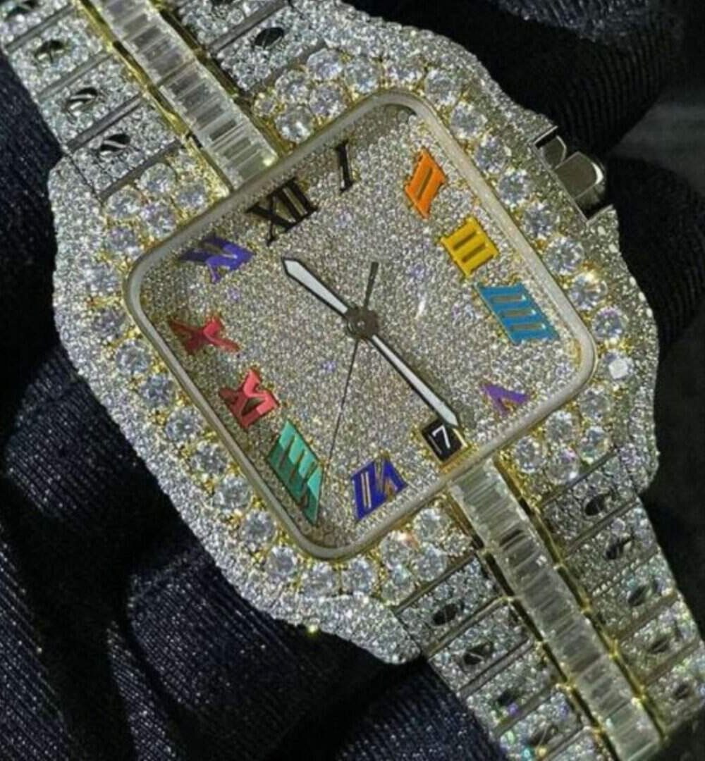 Bust down Moissanite Steel VVS Iced Out Watch