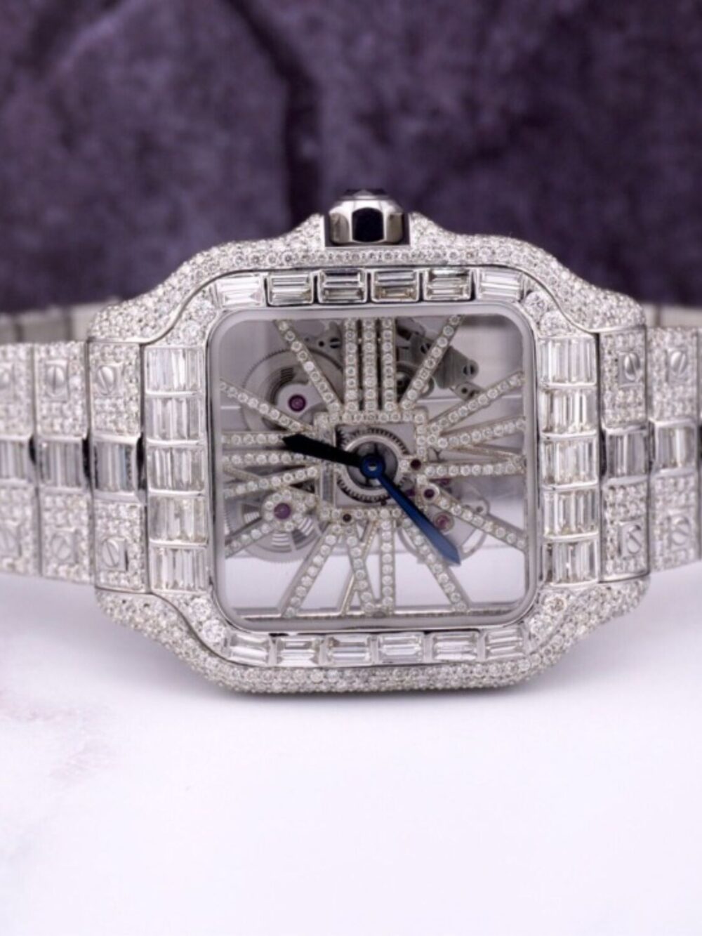 Diamond Finish Bust Down Iced Out Watches, Moissanite Watches