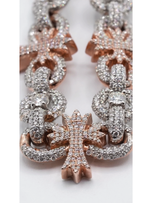 20mm mens silver cuban link chain  moissanite