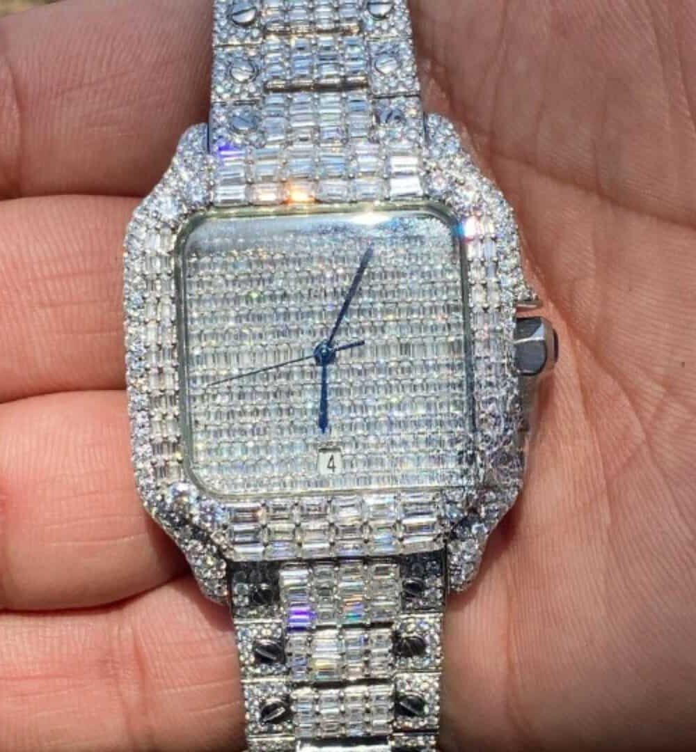 Iced Moissanite Watch for Men | Ultra-Clear VVS Stones