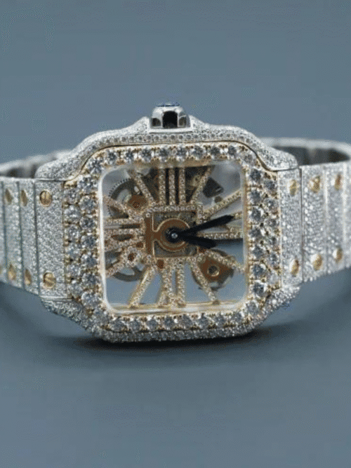 Stainless Steel Fully Flooded VVS Moissanite Watch for Gift
