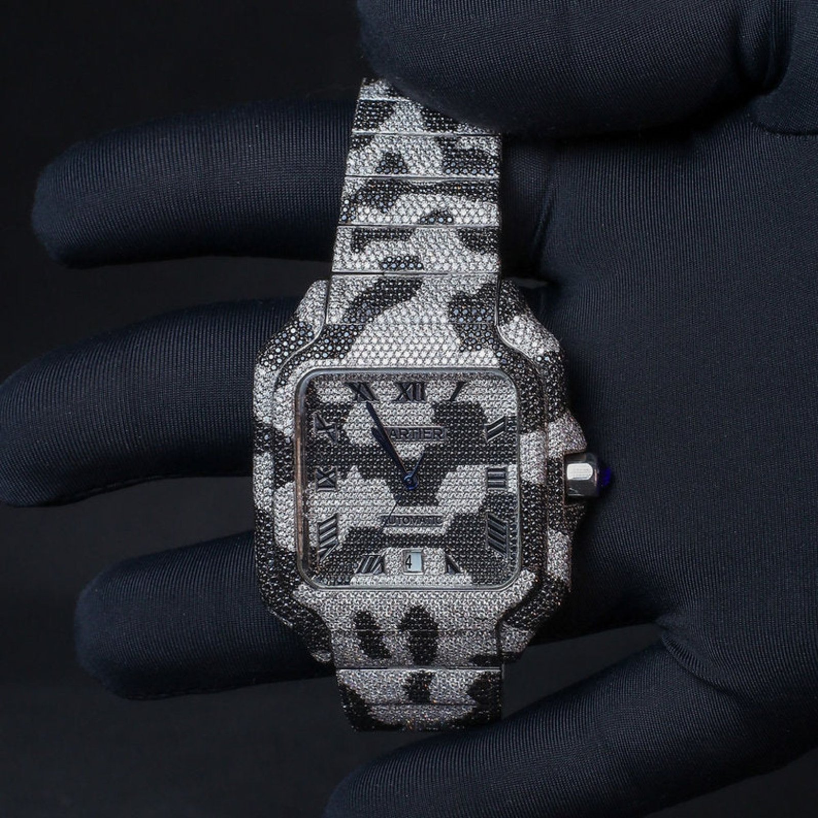 iced out cartier watch