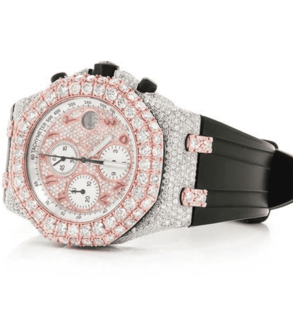 Silicone Band Iced-Out Moissanite Watch