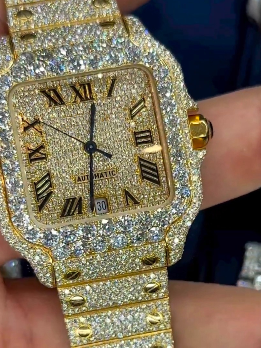 Classic Moissanite Diamond Iced Out Bust Down Automatic Luxury Watch