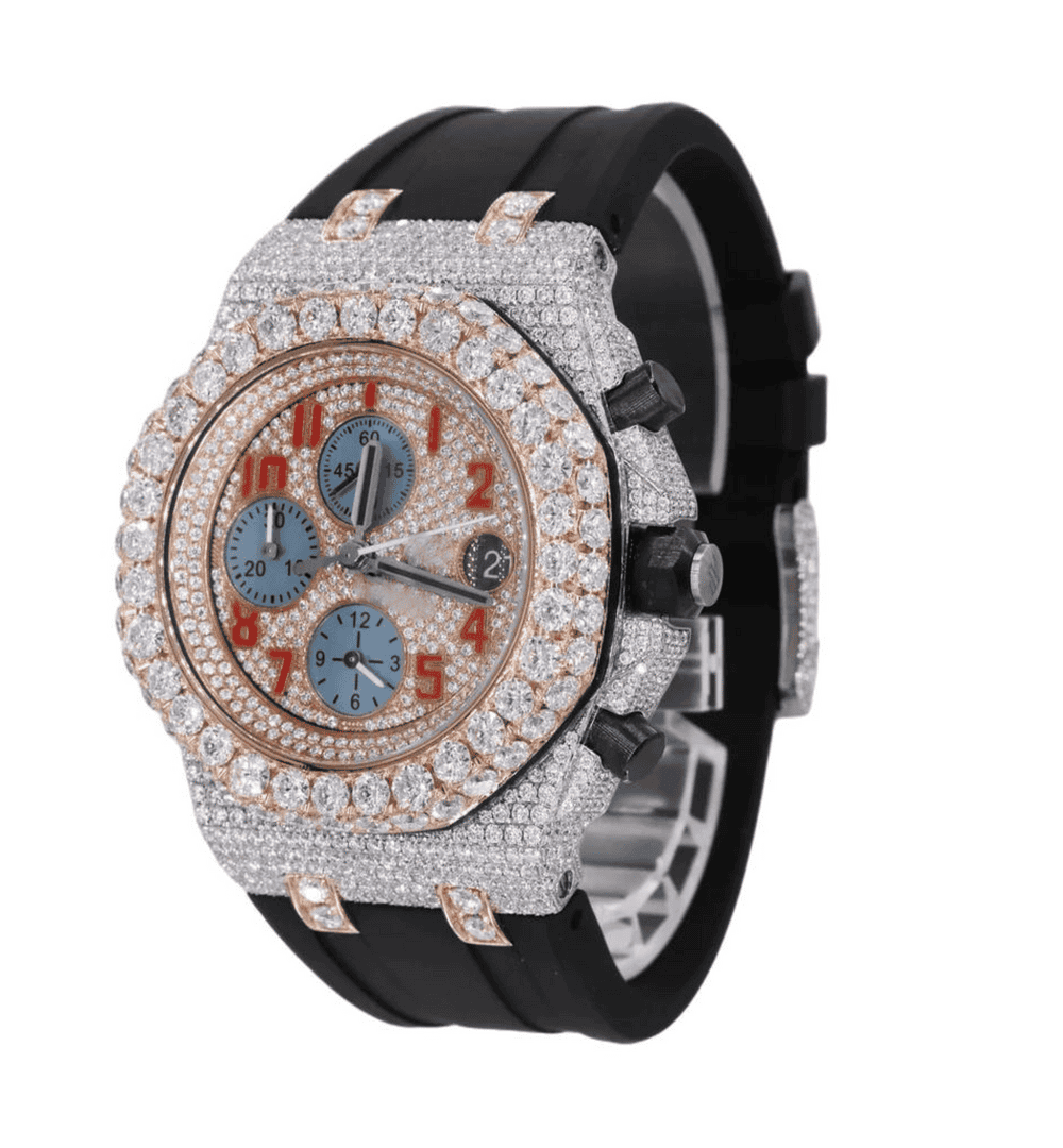 VVS Moissanite Watch Iced Out With Silicone Band
