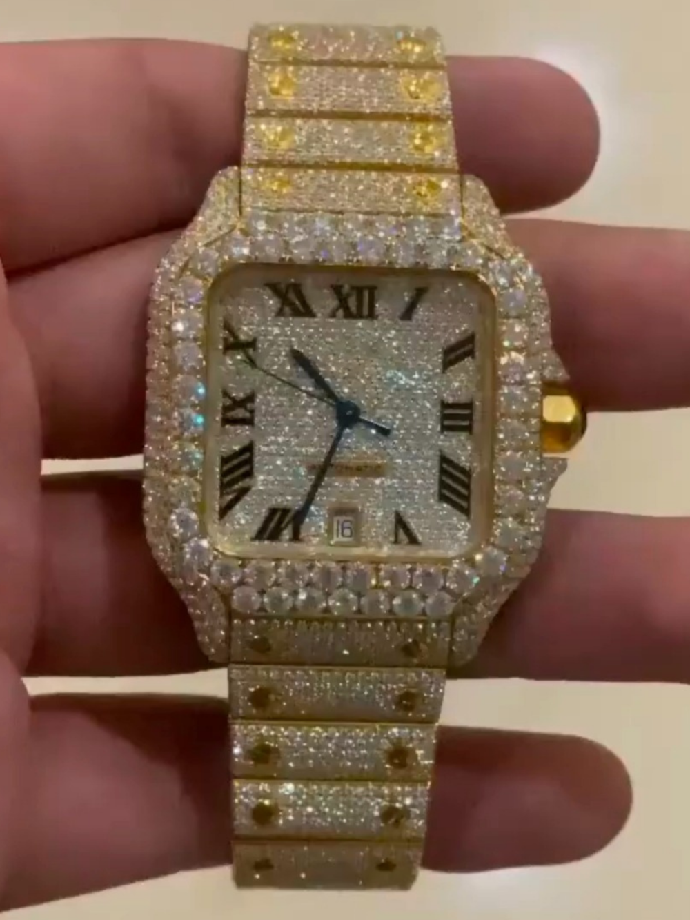 Stainless Steel Iced Out Moissanite Watch for Men