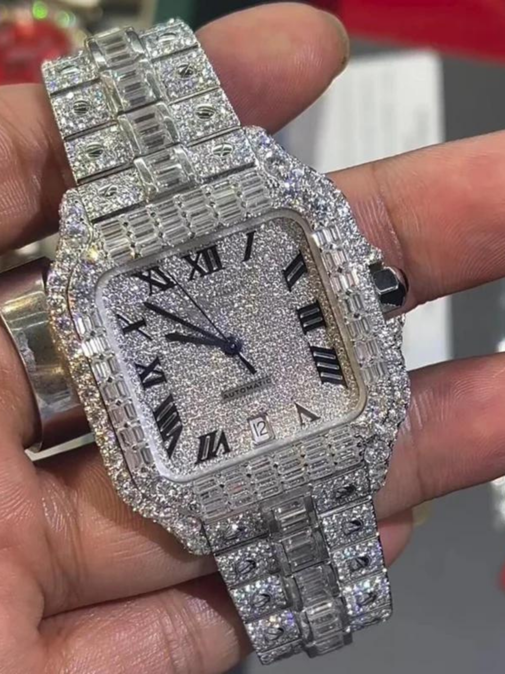 Moissanite Diamond Watch In Unique Style Fully Iced Out Watch
