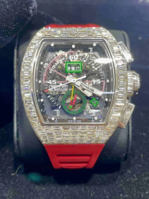 MOISSANITE ICED OUT SILICONE BAND WATCH