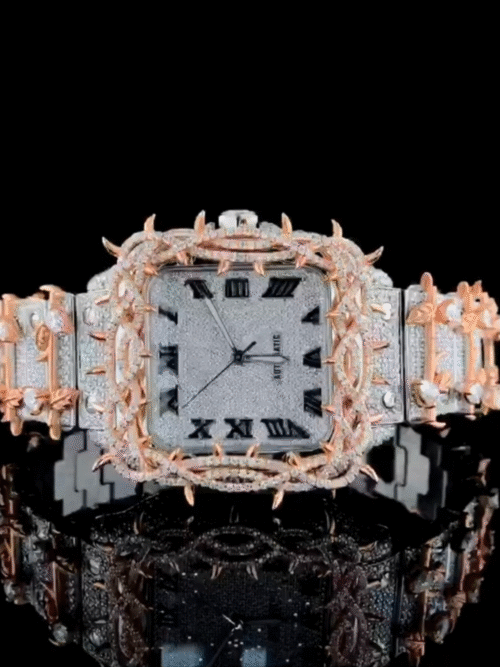 Stainless Steel Iced Out Moissanite Watch for Party