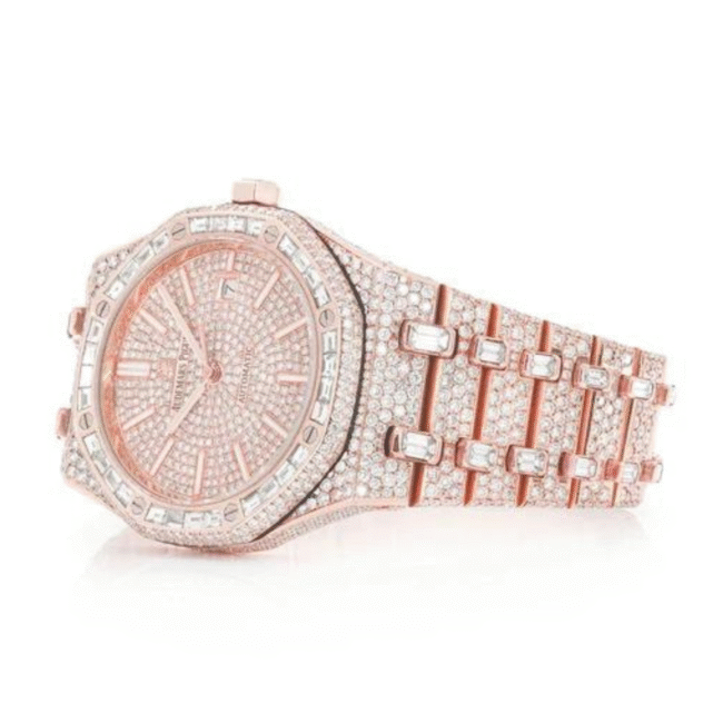 Moissanite bust down Steel iced out watch